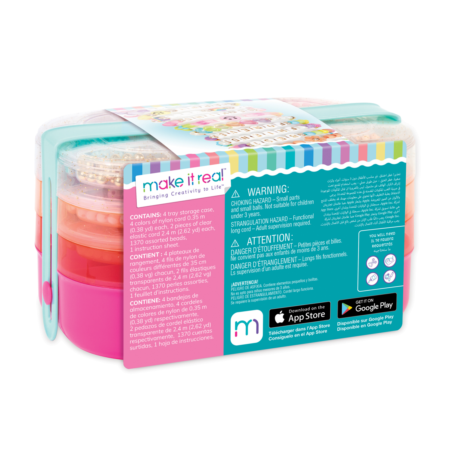 slide 2 of 3, Make It Real Beads 2-Go! DIY Jewelry Set, 1380 ct