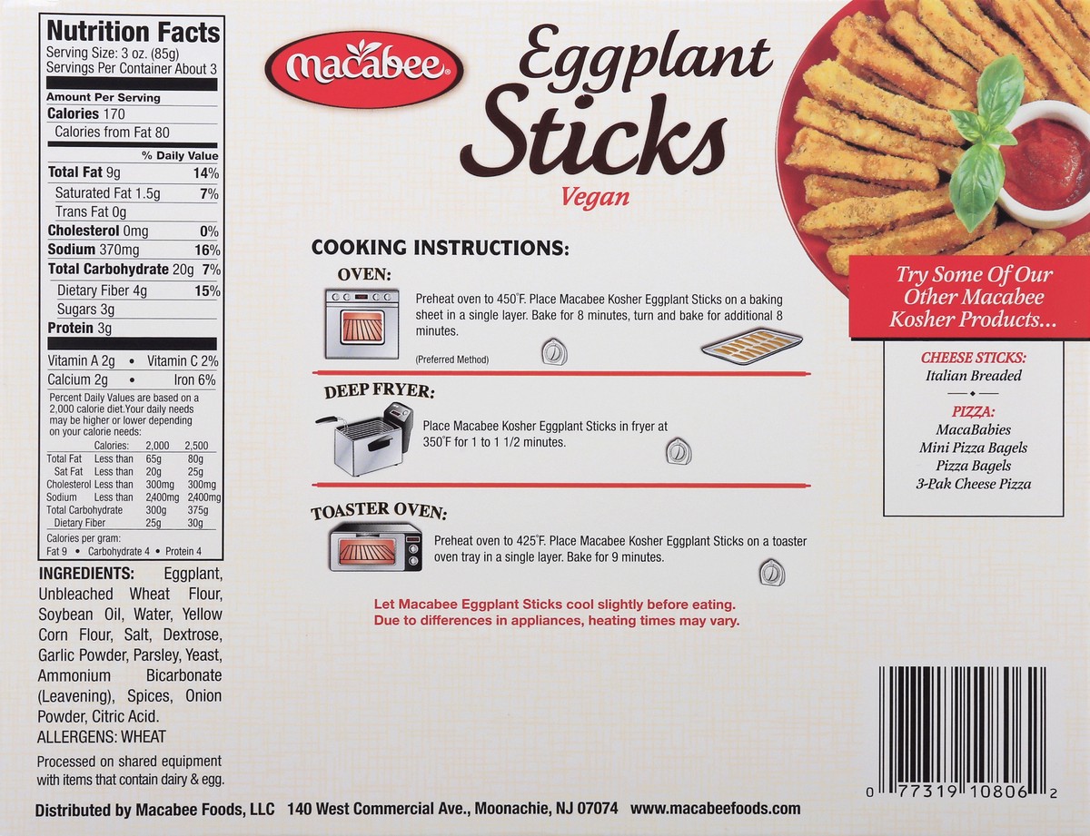 slide 2 of 13, Macabee Eggplant Sticks 8 oz, 8 oz