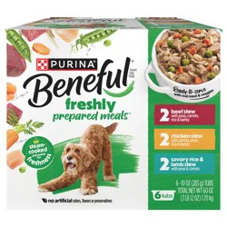Purina Beneful High-quality protein Gravy Wet Dog Food Variety Pack Freshly Prepared Meals Stew - (6) 10 oz. Tubs
