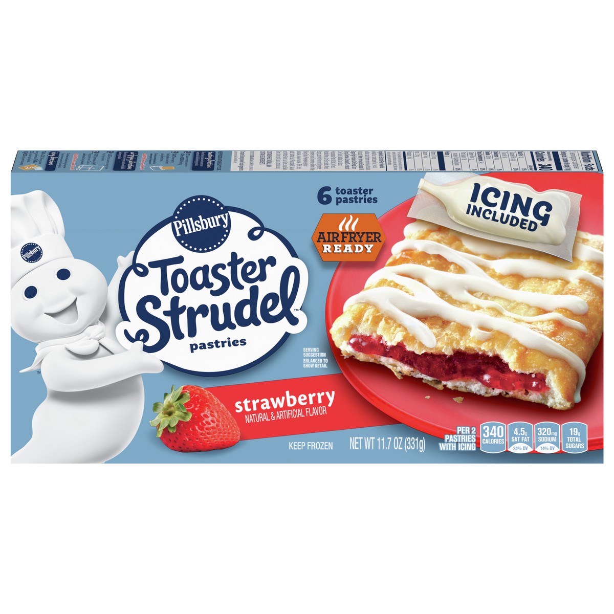 slide 1 of 1, Pillsbury Toaster Strudel™ frozen strawberry pastries, 11.7 oz