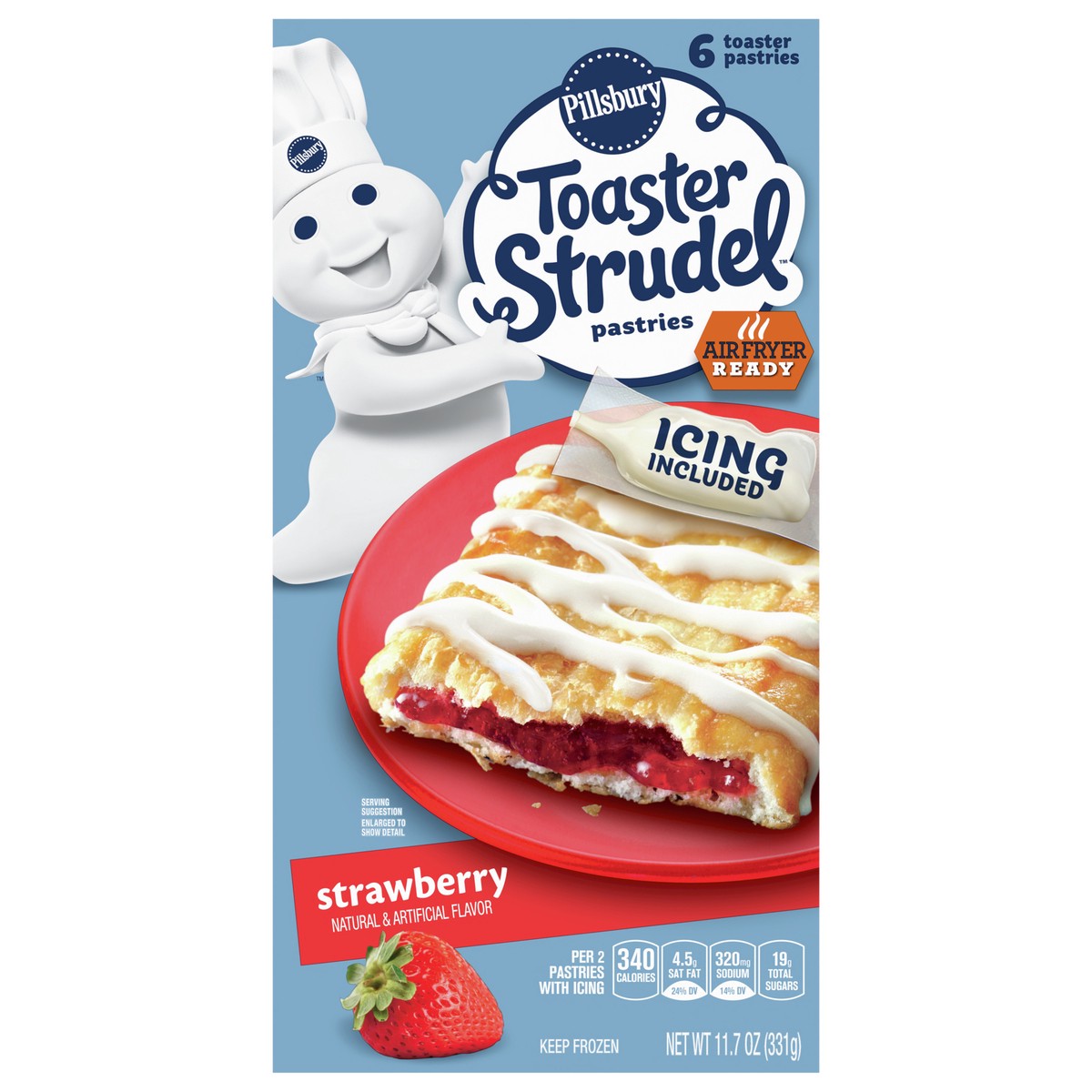 slide 1 of 1, Pillsbury Strawberry Toaster Strudel Frozen Breakfast Pastries 11.5oz, 6 ct