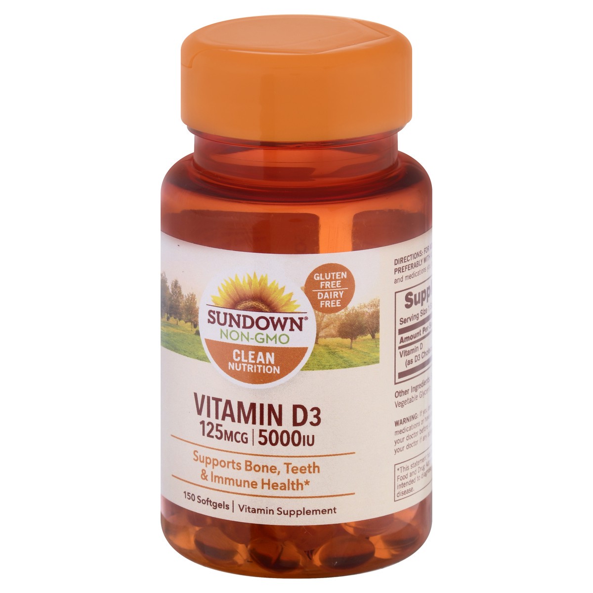 slide 8 of 9, Sundown Non-GMO 125 mcg Softgels Vitamin D3 150 ea, 150 ct