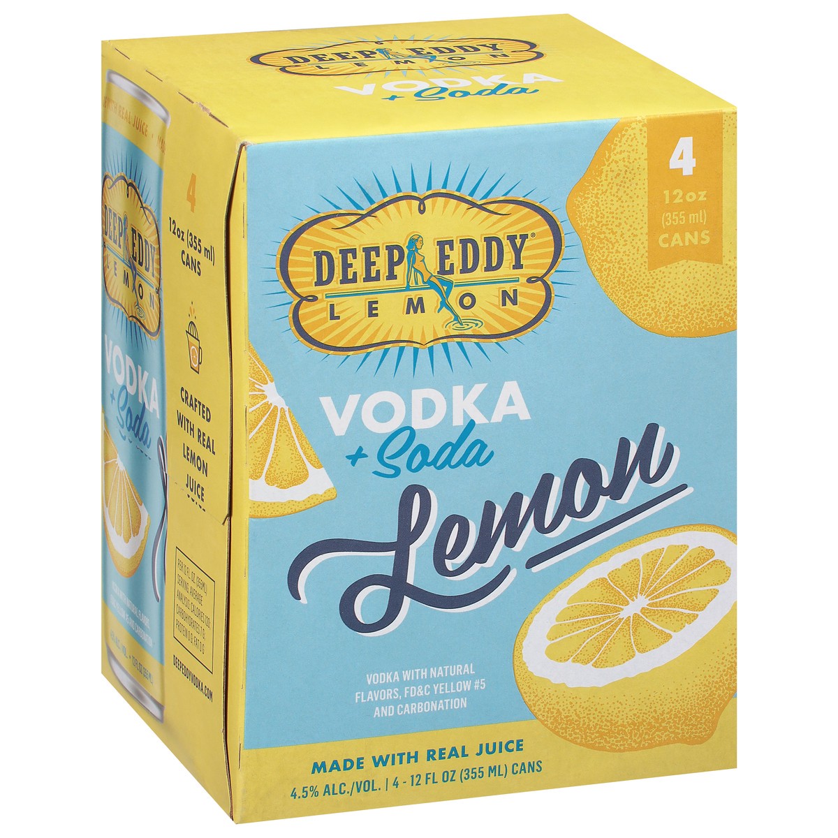 slide 2 of 9, Deep Eddy Lemon Vodka + Soda 4 - 12 fl oz Cans, 4 ct