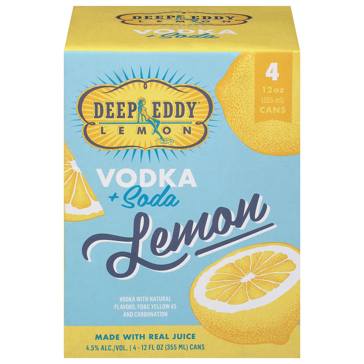 slide 1 of 9, Deep Eddy Lemon Vodka + Soda 4 - 12 fl oz Cans, 4 ct