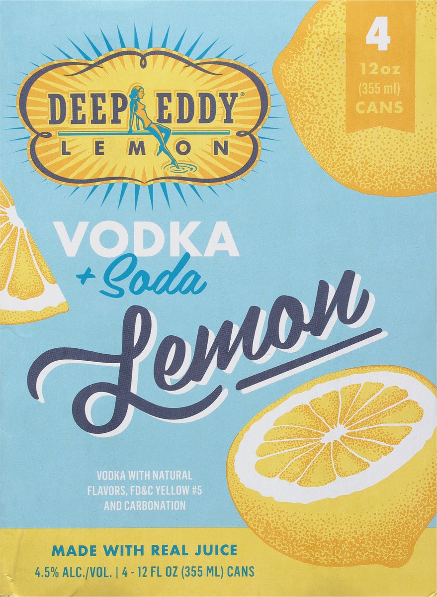 slide 3 of 9, Deep Eddy Lemon Vodka + Soda 4 - 12 fl oz Cans, 4 ct