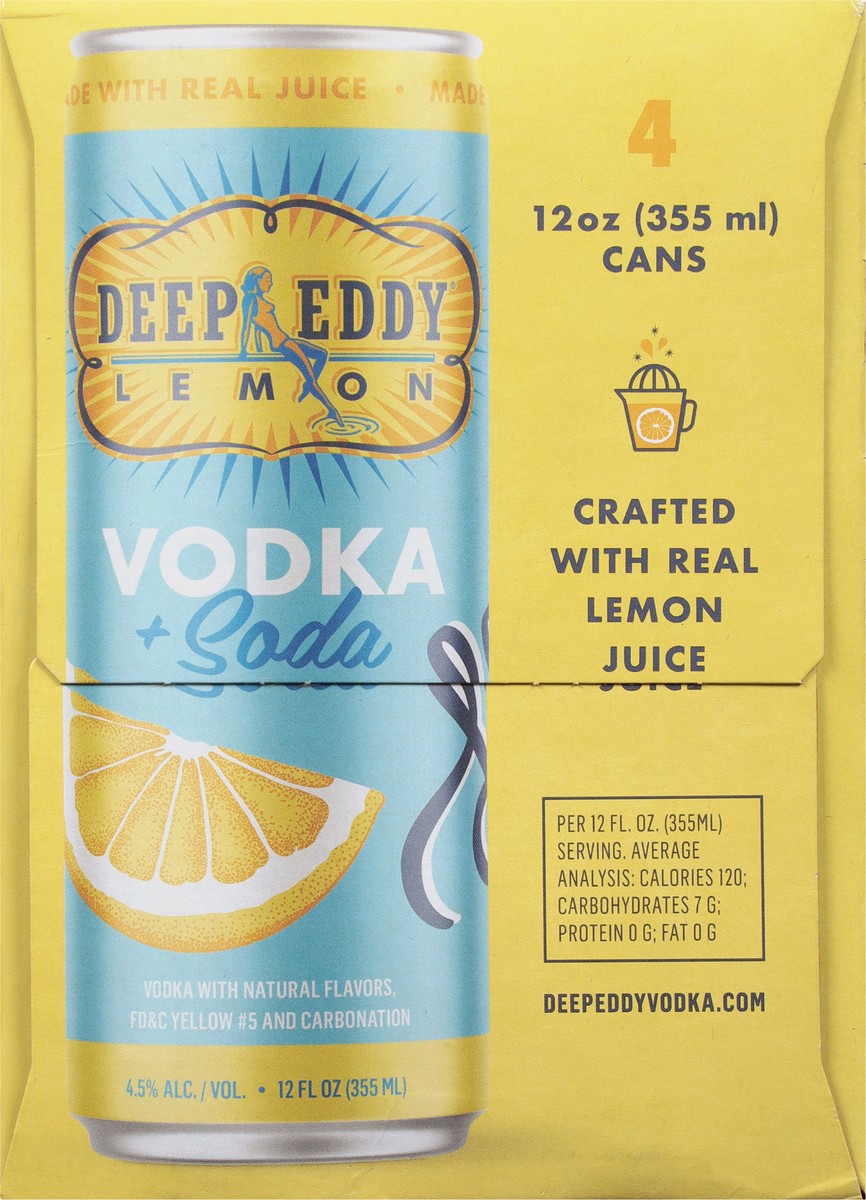 slide 9 of 9, Deep Eddy Lemon Vodka + Soda 4 - 12 fl oz Cans, 4 ct
