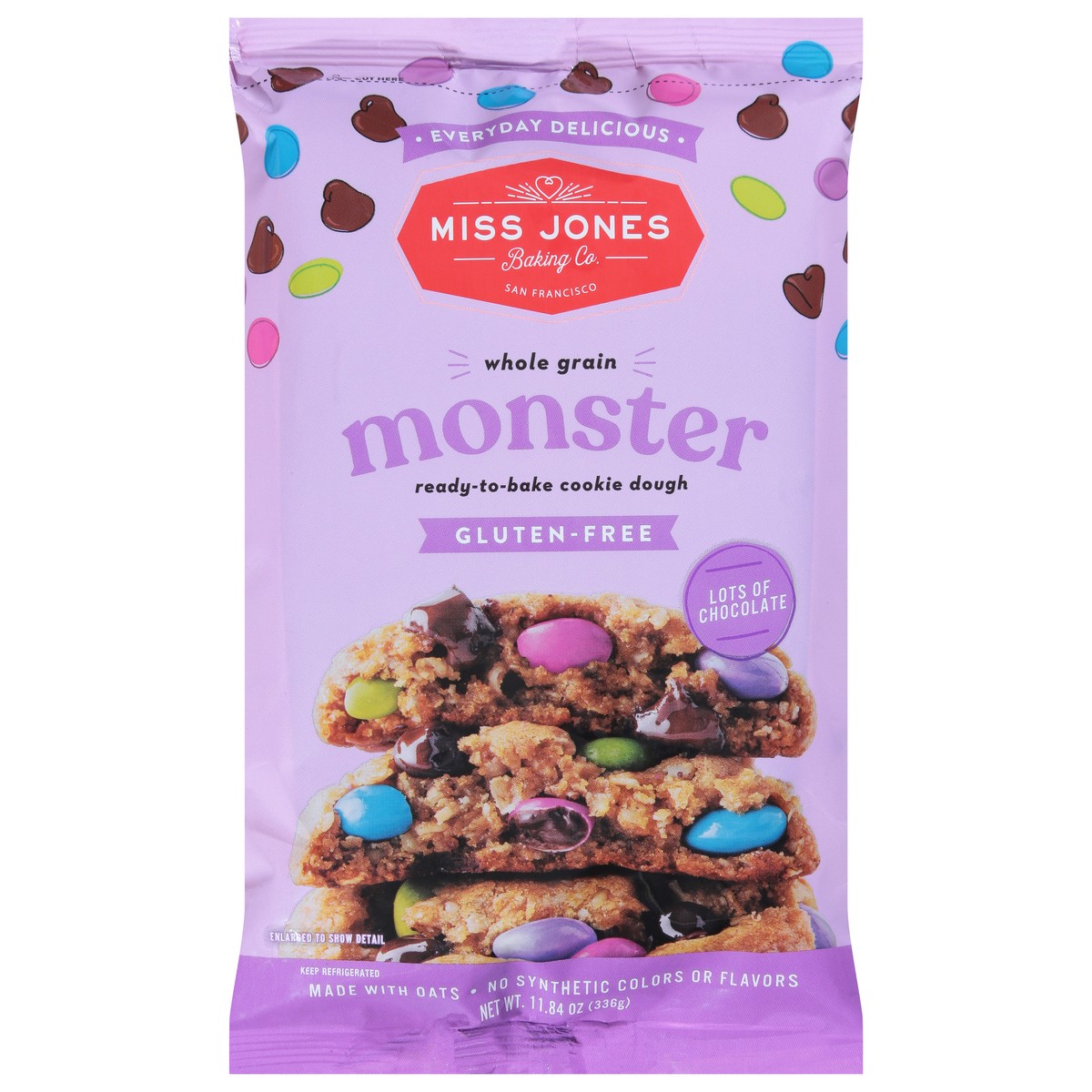 slide 1 of 13, Miss Jones Baking Co. Gluten-Free Ready-to-Bake Monster Cookie Dough 11.84 oz, 11.84 oz