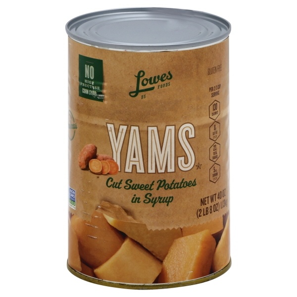 slide 1 of 1, Lowes Foods Cut Yams Sweet Potatoes In Syrup, 40 oz