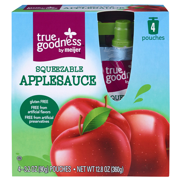 slide 1 of 1, True Goodness Squeezable Applesauce, 4 ct