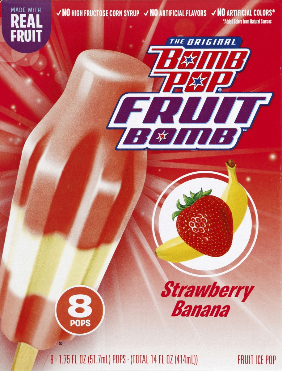 slide 4 of 5, Bomb Pop Strawberry Banana Frozen Pops, 8 ct