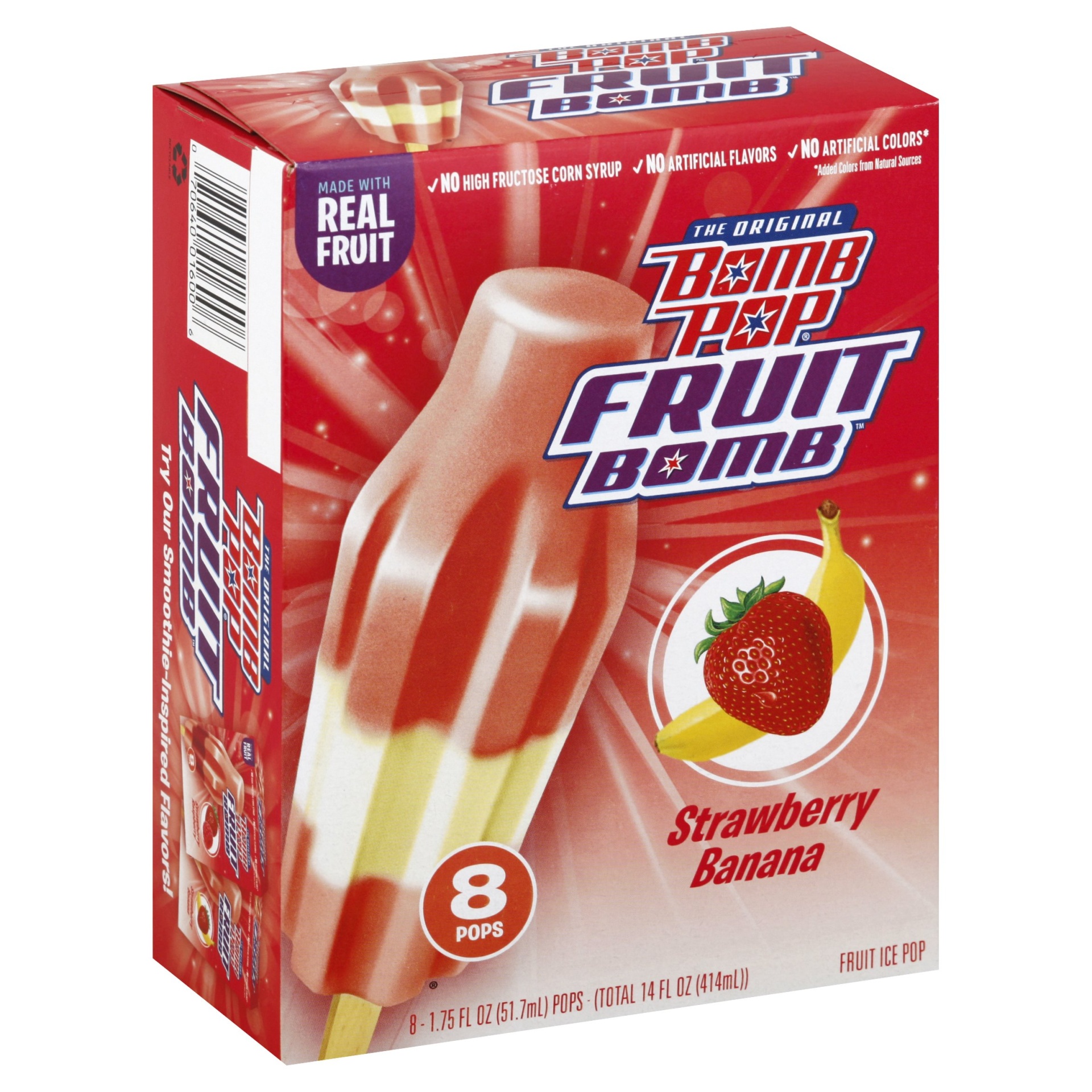 slide 1 of 5, Bomb Pop Strawberry Banana Frozen Pops, 8 ct