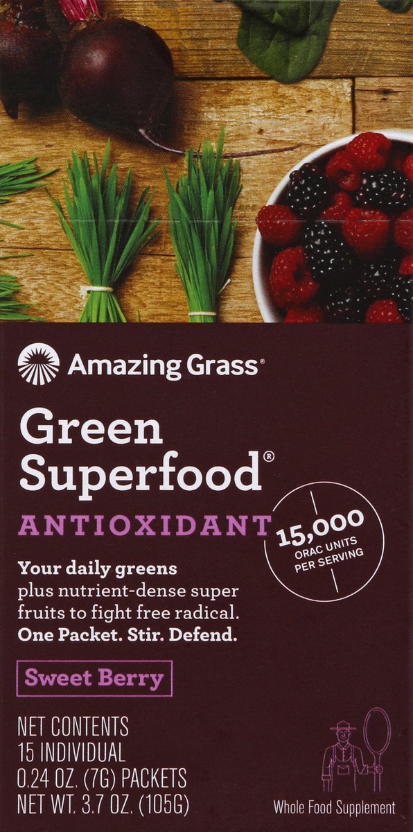 slide 1 of 1, Amazing Grass Green Superfood Antioxidant Sweet Berry Flavor, 3.7 oz