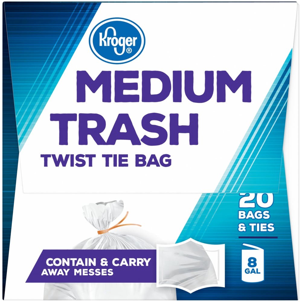 slide 3 of 3, Kroger Medium 8 Gallon Twist Tie Trash Bags, 20 ct