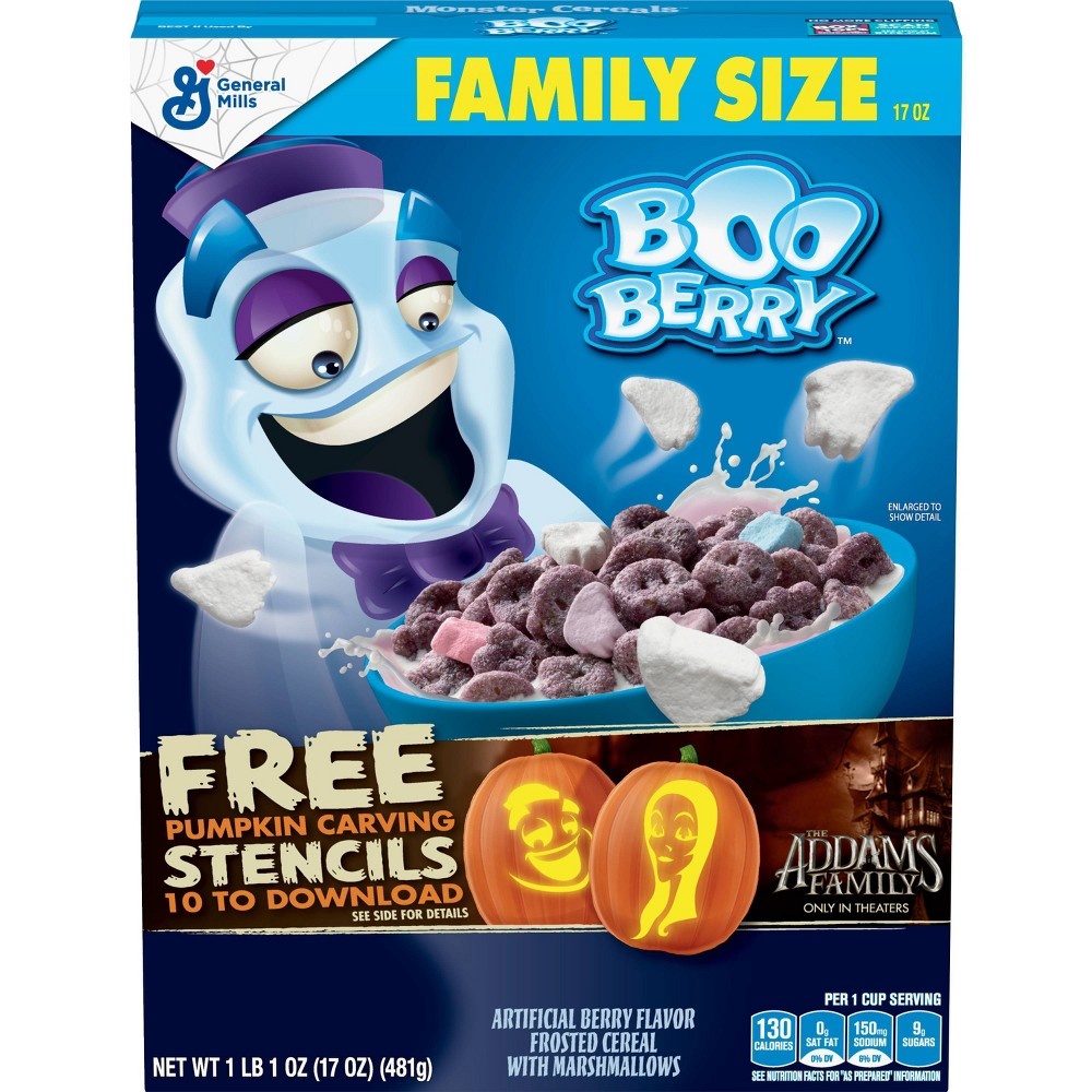 slide 2 of 3, Boo Berry Frosted Marshmallows Family Size Cereal, 17 oz