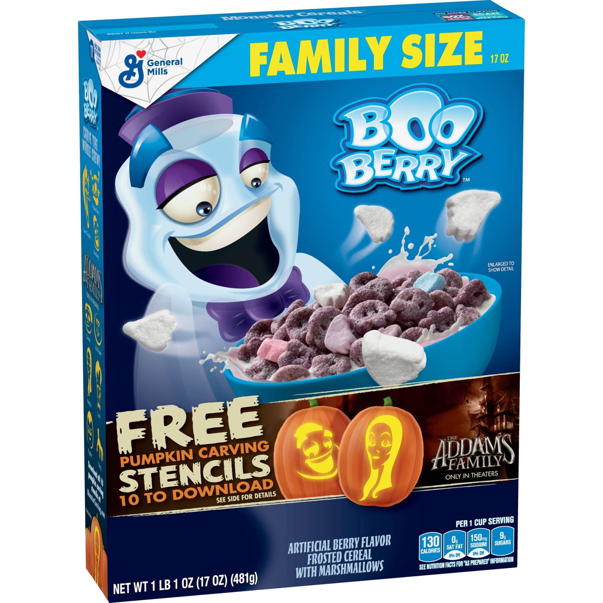 slide 1 of 3, Boo Berry Frosted Marshmallows Family Size Cereal, 17 oz