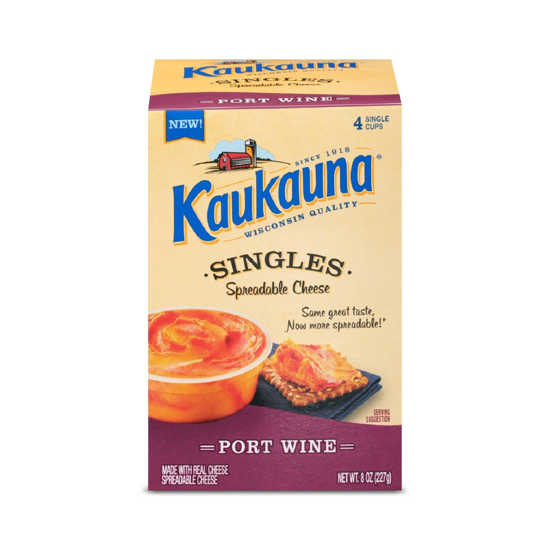 slide 1 of 3, Kaukauna Port Wine Spreadable Cheese Cups, 4 ct