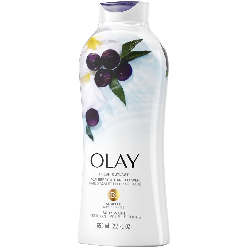 slide 4 of 4, Olay Fresh Outlast Revitalizing Acai Berry &&nbsp;Tiare&nbsp;Flower&nbsp;Body Wash, 22 oz