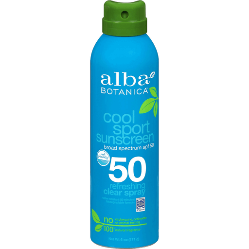 slide 1 of 1, Alba Botanica Cool Broad Spectrum Spf 50 Sport Sunscreen Refreshing Clear Spray 6 Oz. Aerosol Can, 6 oz