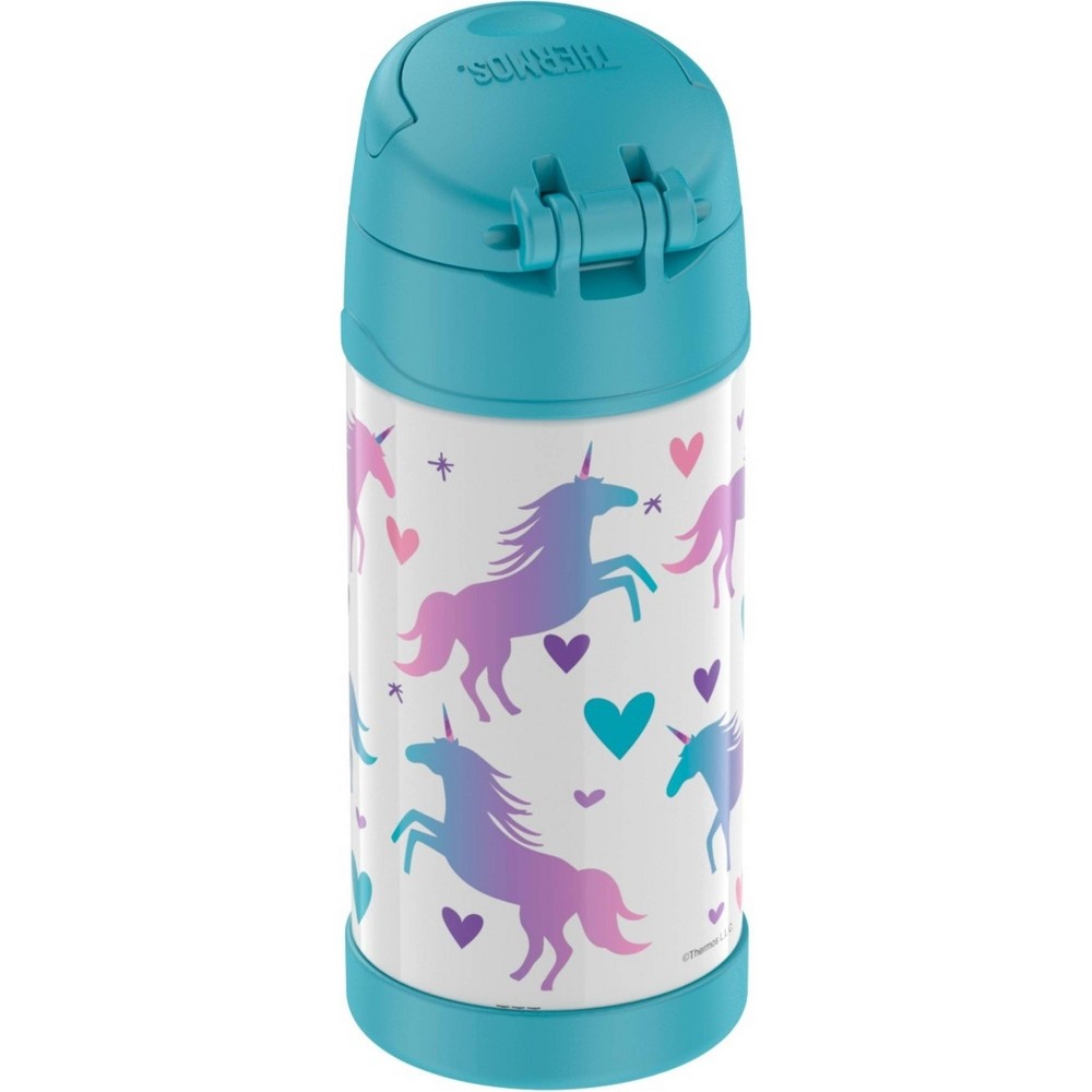 slide 8 of 10, Thermos Unicorn FUNtainer Bottle - Teal/White, 12 oz