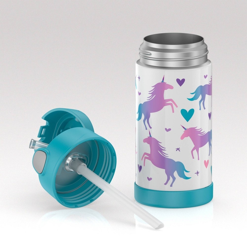 slide 10 of 10, Thermos Unicorn FUNtainer Bottle - Teal/White, 12 oz