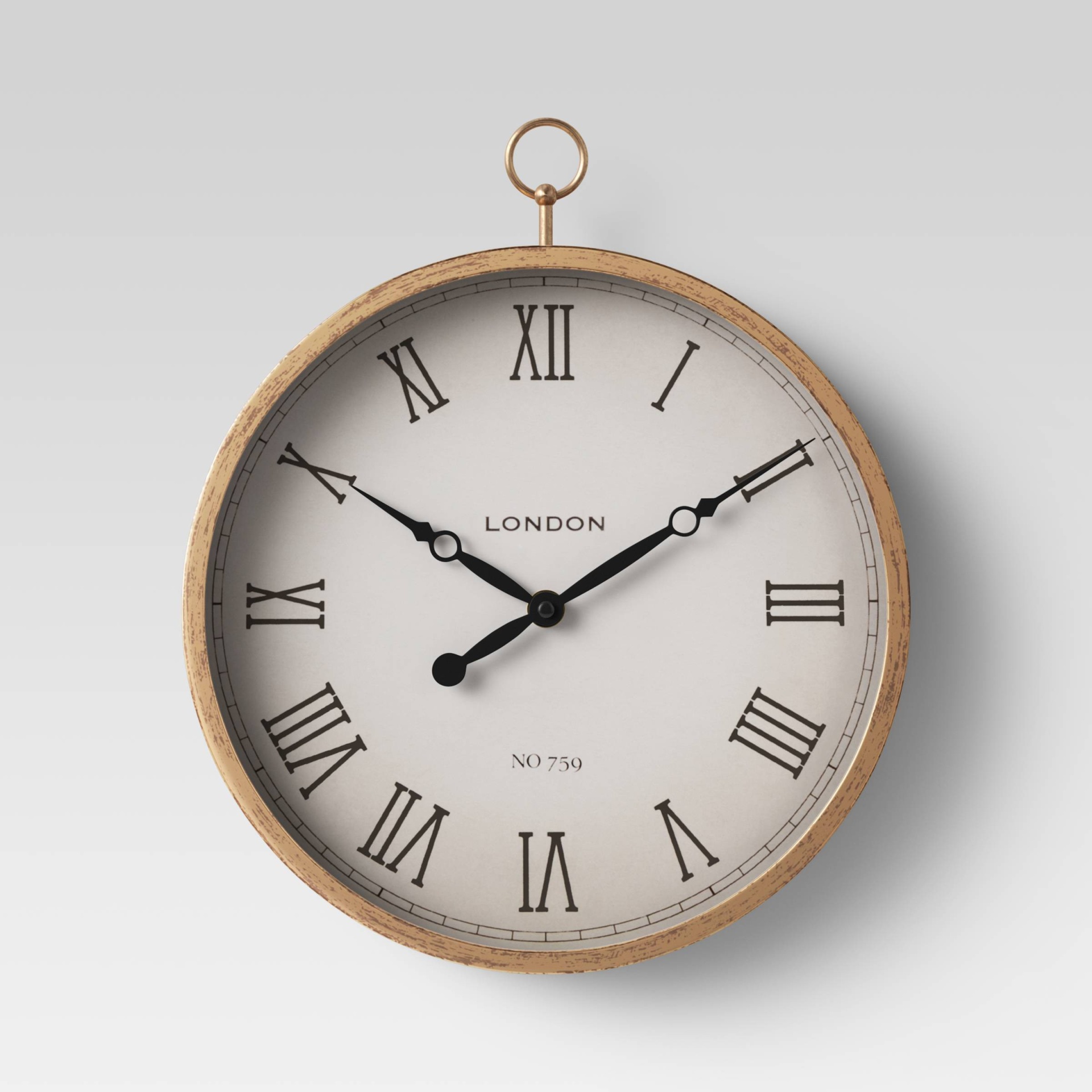 slide 1 of 1, 10" Thin Pocket Watch Clock Brass - Threshold, 1 ct