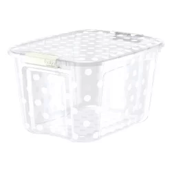 Bella Storage Solution 40qt Decorative Tote with Locking Lid Clear - Bella Storage