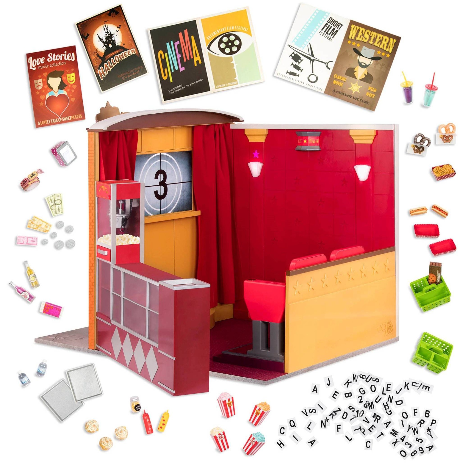 slide 1 of 11, Our Generation Movie Theater Playset with Electronics for 18" Dolls - OG Cinema, 1 ct