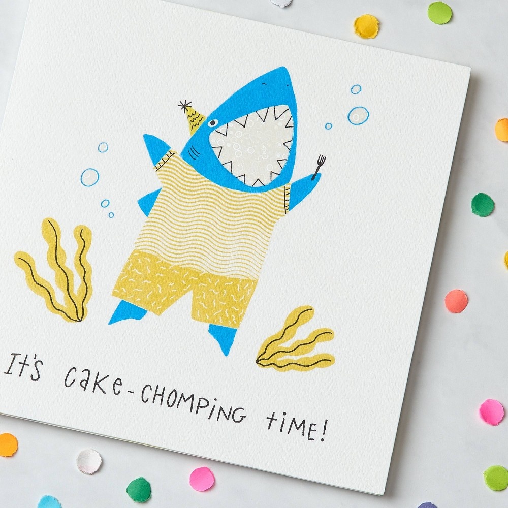 slide 5 of 6, Carlton Cards Cute Boy Shark Birthday Card, 1 ct