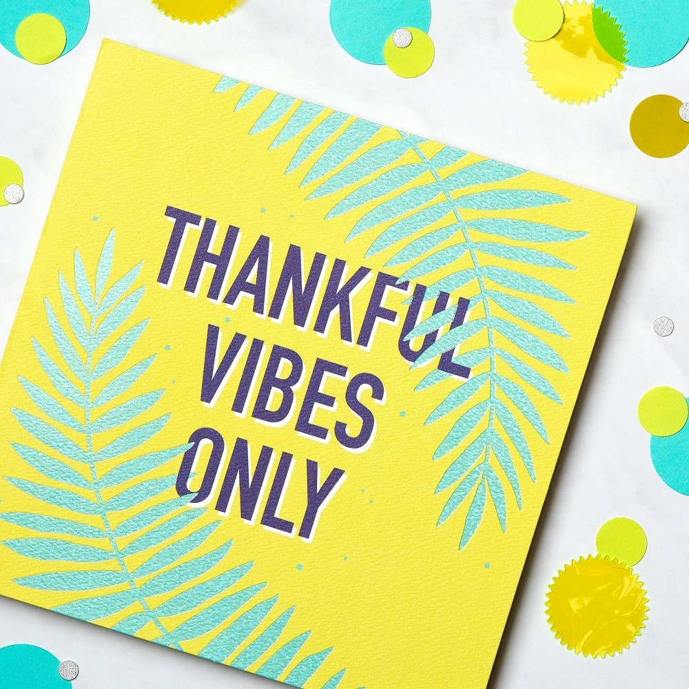 slide 4 of 6, Carlton Cards "Thankfull Vibes Only"Greeting Card, 1 ct