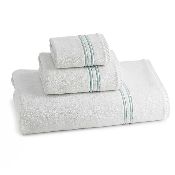 slide 1 of 1, Kassatex Baratta Turkish Cotton Bath Towel - White/Sea Foam, 1 ct