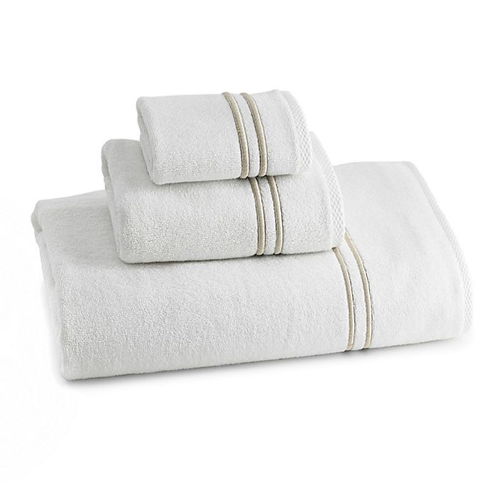 slide 1 of 1, Kassatex Baratta Turkish Cotton Hand Towel - White/Taupe, 1 ct