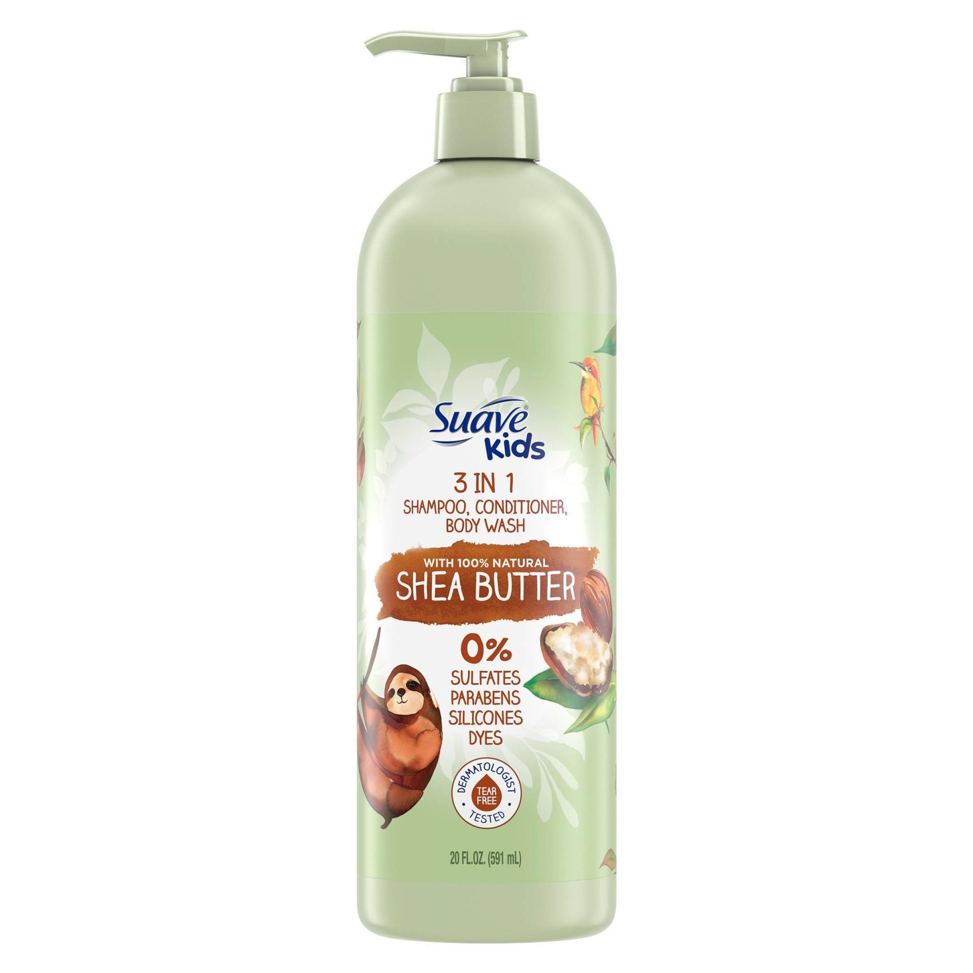 slide 1 of 4, Suave Kids' 100% Natural Shea Butter 3-in-1 Shampoo + Conditioner & Body Wash - 20 fl oz, 20 fl oz