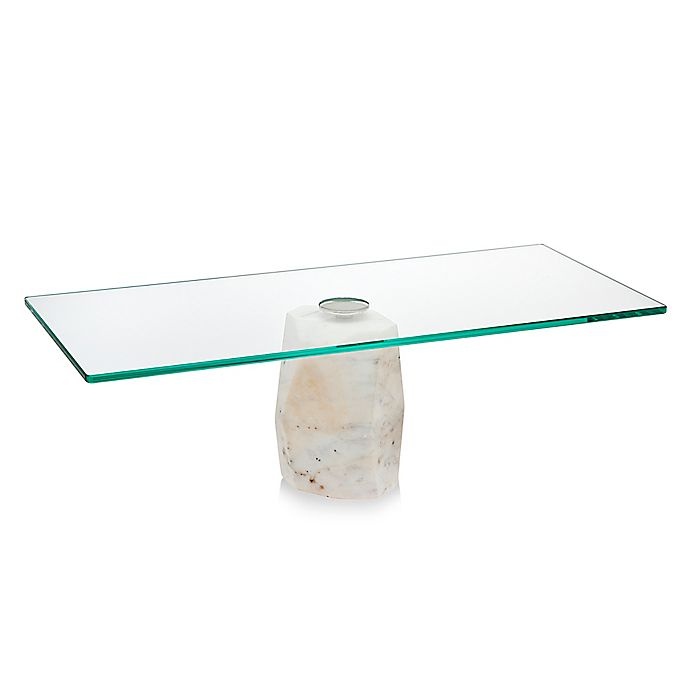 slide 1 of 1, Godinger Marble Cake Stand with Glass Top, 1 ct