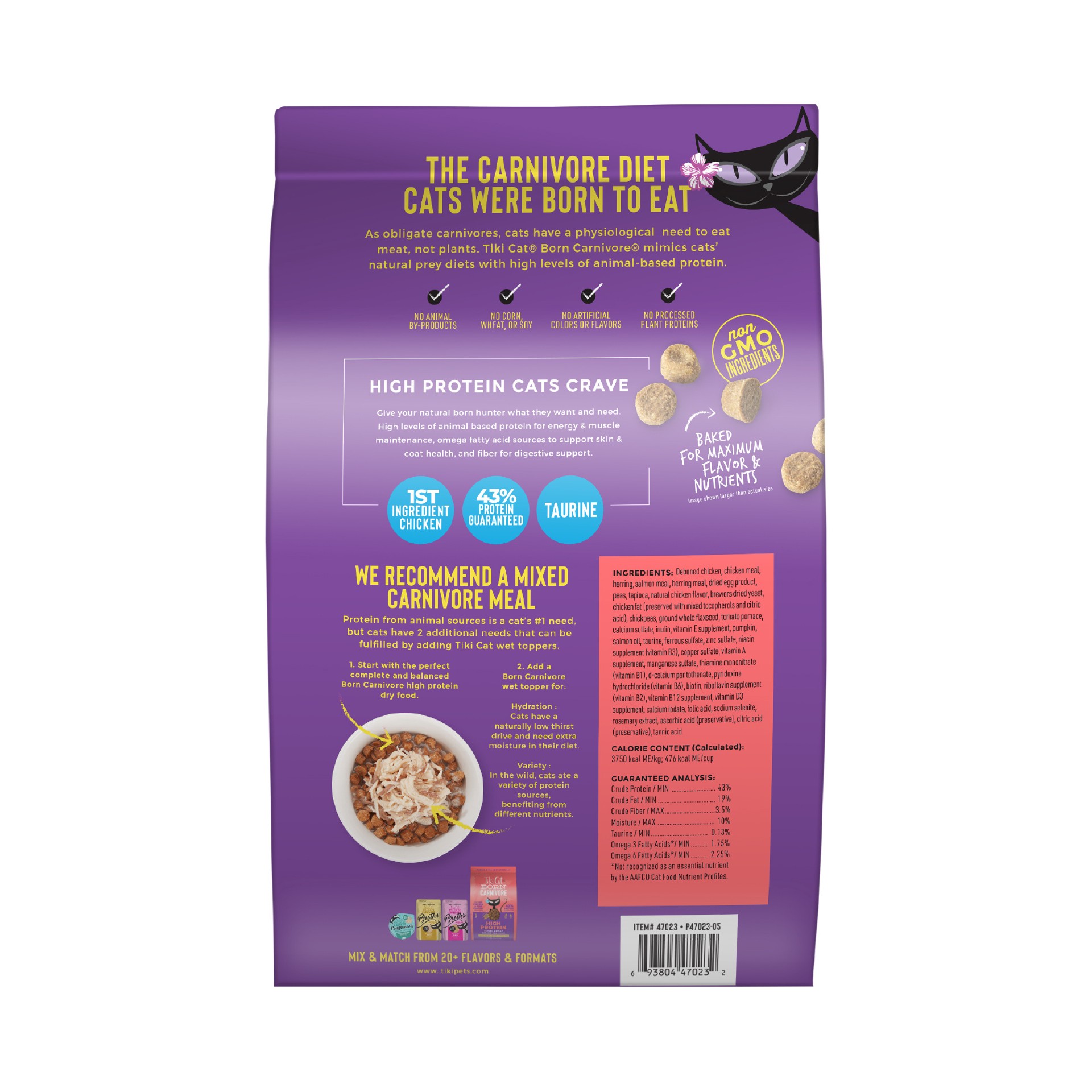 slide 6 of 7, Tiki Cat Born Carnivore Chicken & Herring Dry Food, 11.1 lb