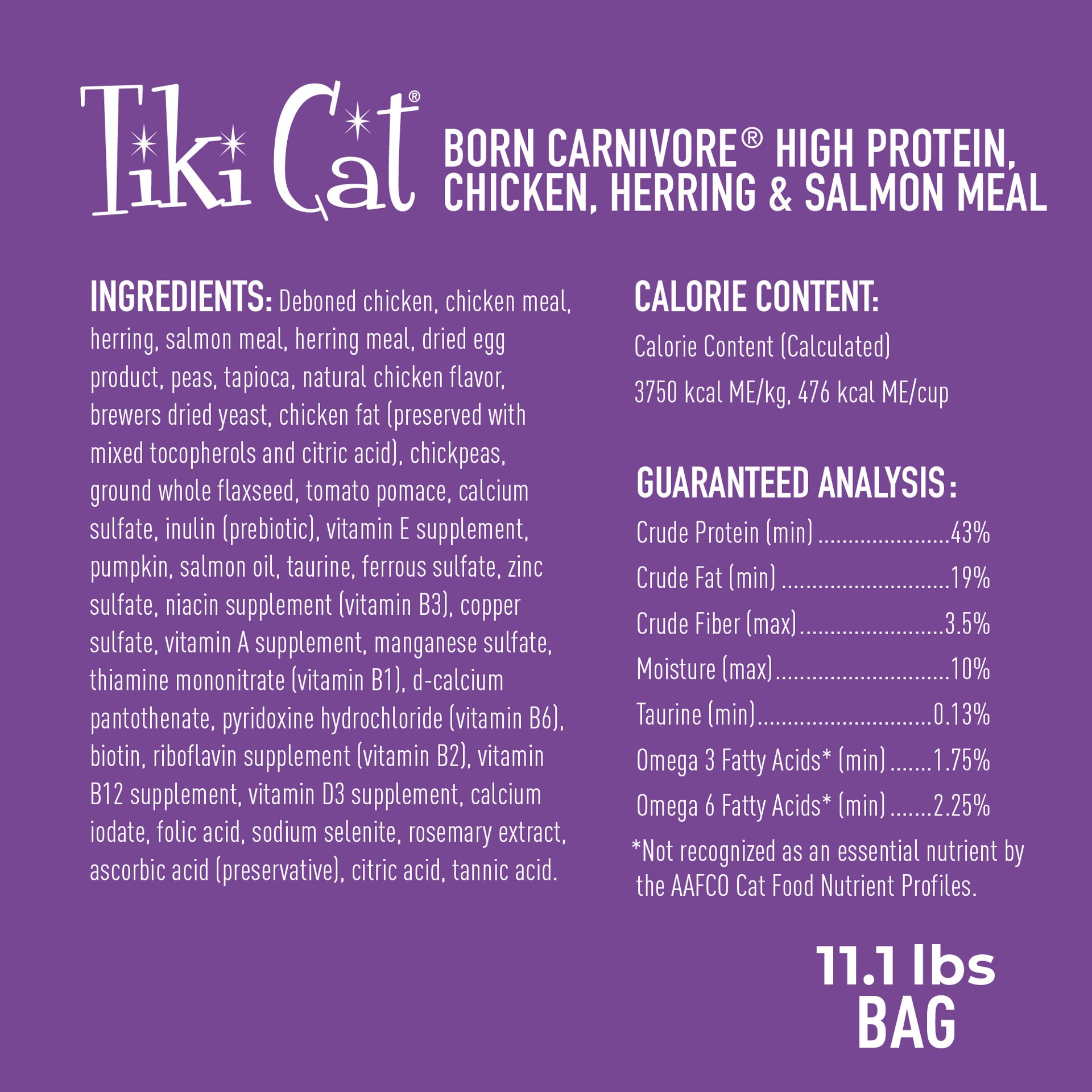 slide 7 of 7, Tiki Cat Born Carnivore Chicken & Herring Dry Food, 11.1 lb
