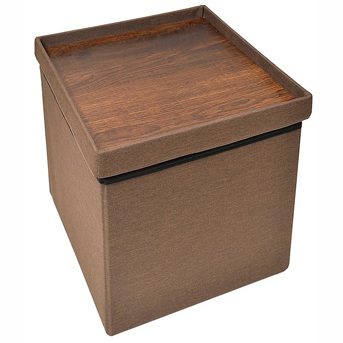 slide 2 of 4, Studio 3B Folding Storage Ottoman with Tray - Chocolate, 1 ct