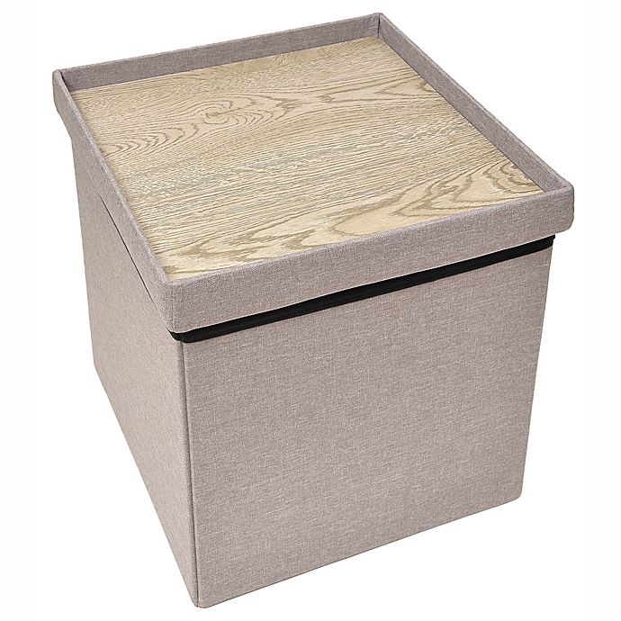 slide 2 of 4, Studio 3B Folding Storage Ottoman with Tray - Grey, 1 ct