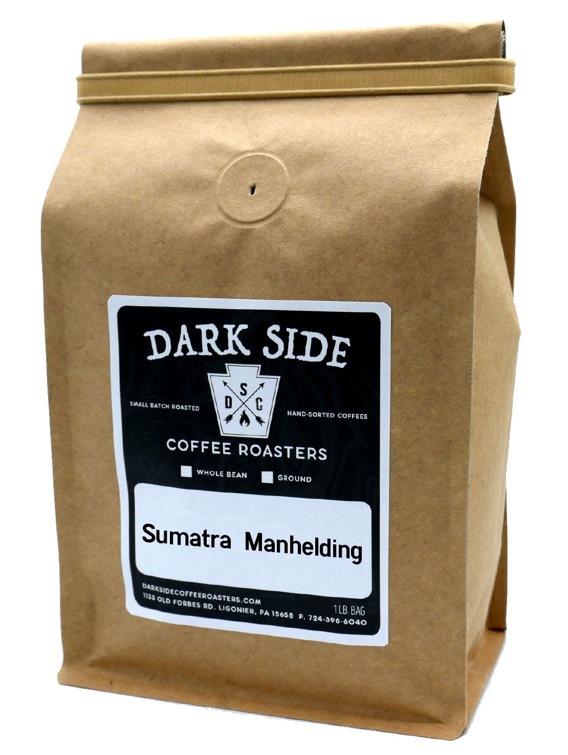 slide 1 of 1, Dark Side Coffee Roasters Sumatra Manhelding (Whole Bean), 1 lb