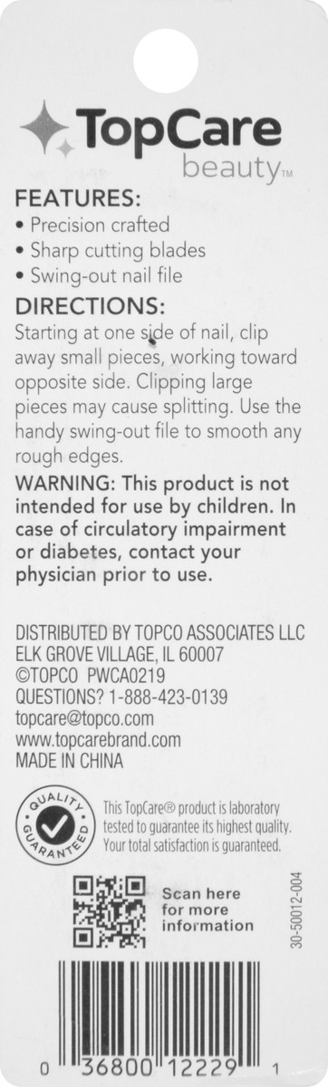 slide 9 of 12, TopCare Toenail Clip with File, 1 ct