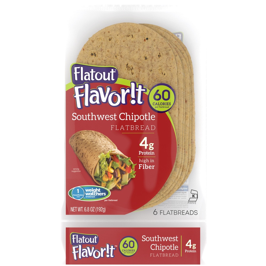 slide 1 of 4, Flatout Flavor!T Flatbread - Southwest Chipotle, 6.8 oz