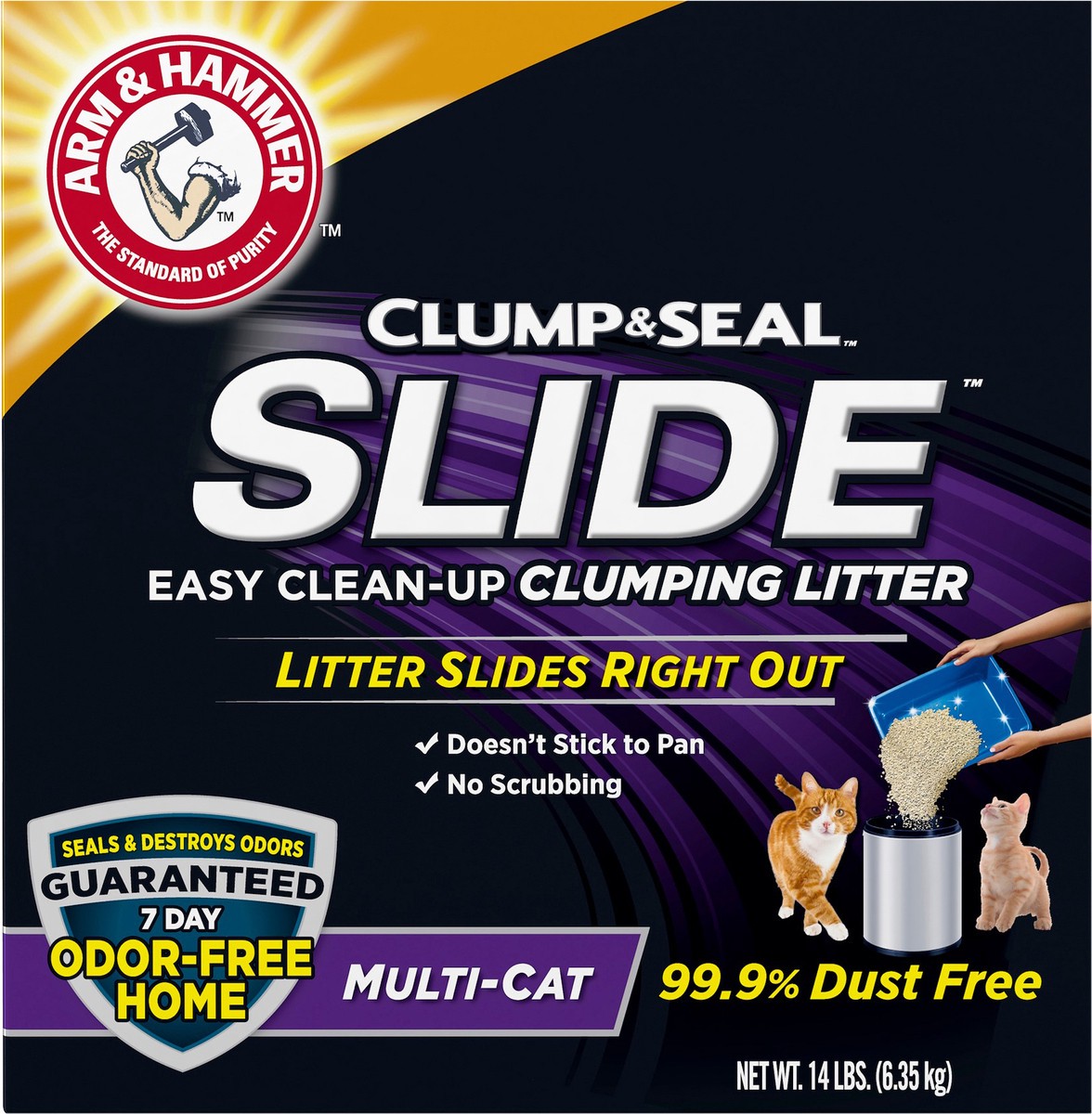 slide 4 of 8, ARM & HAMMER SLIDE Easy Clean-Up Multi-Cat Clumping Cat Litter 14 lb, 14 lb