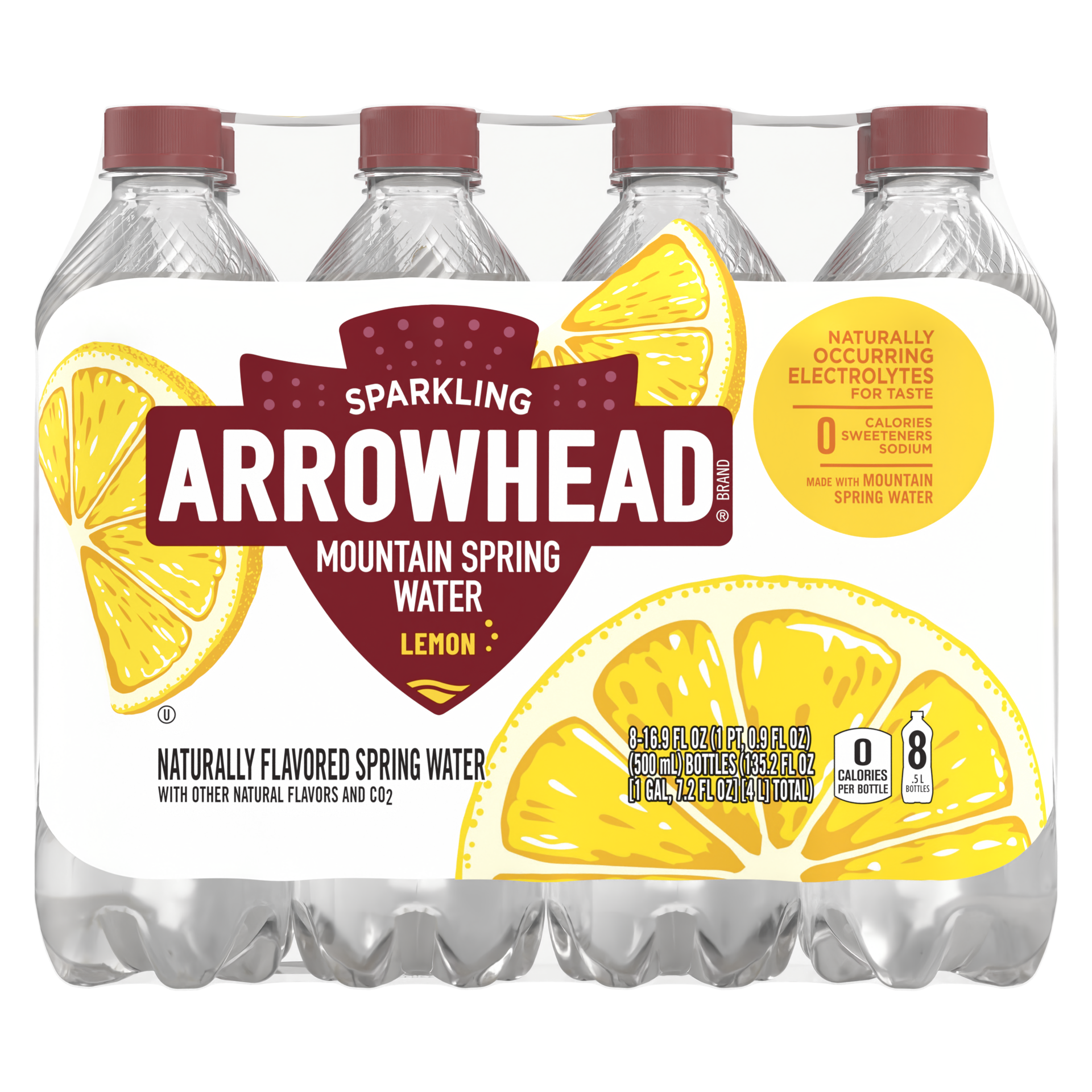 slide 2 of 5, Arrowhead Sparkling Water, Lively Lemon- 16.9 fl oz, 16.9 fl oz