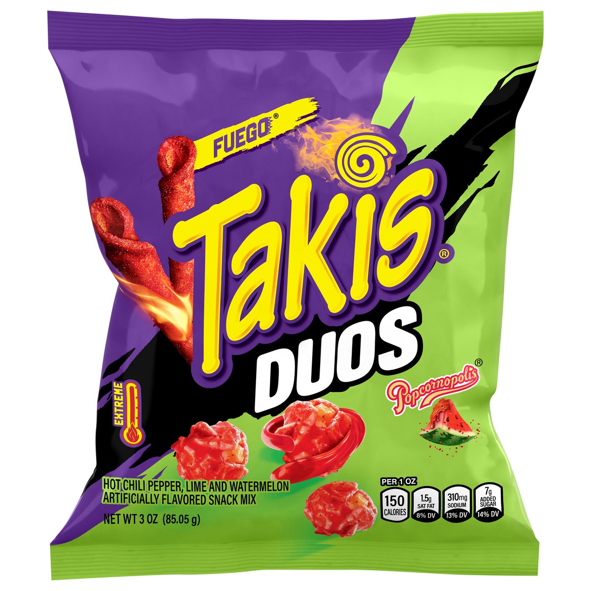 slide 1 of 5, Takis Duos Popcornopolis Extreme Fuego Snack Mix 3 oz, 3 oz