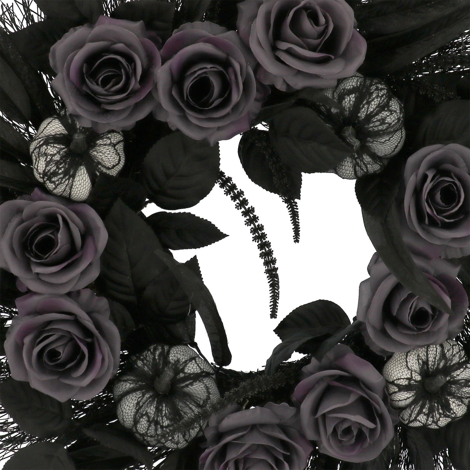 slide 3 of 3, 24" Black Pumpkin & Rose Wall Wreath By Ashland, 24 in