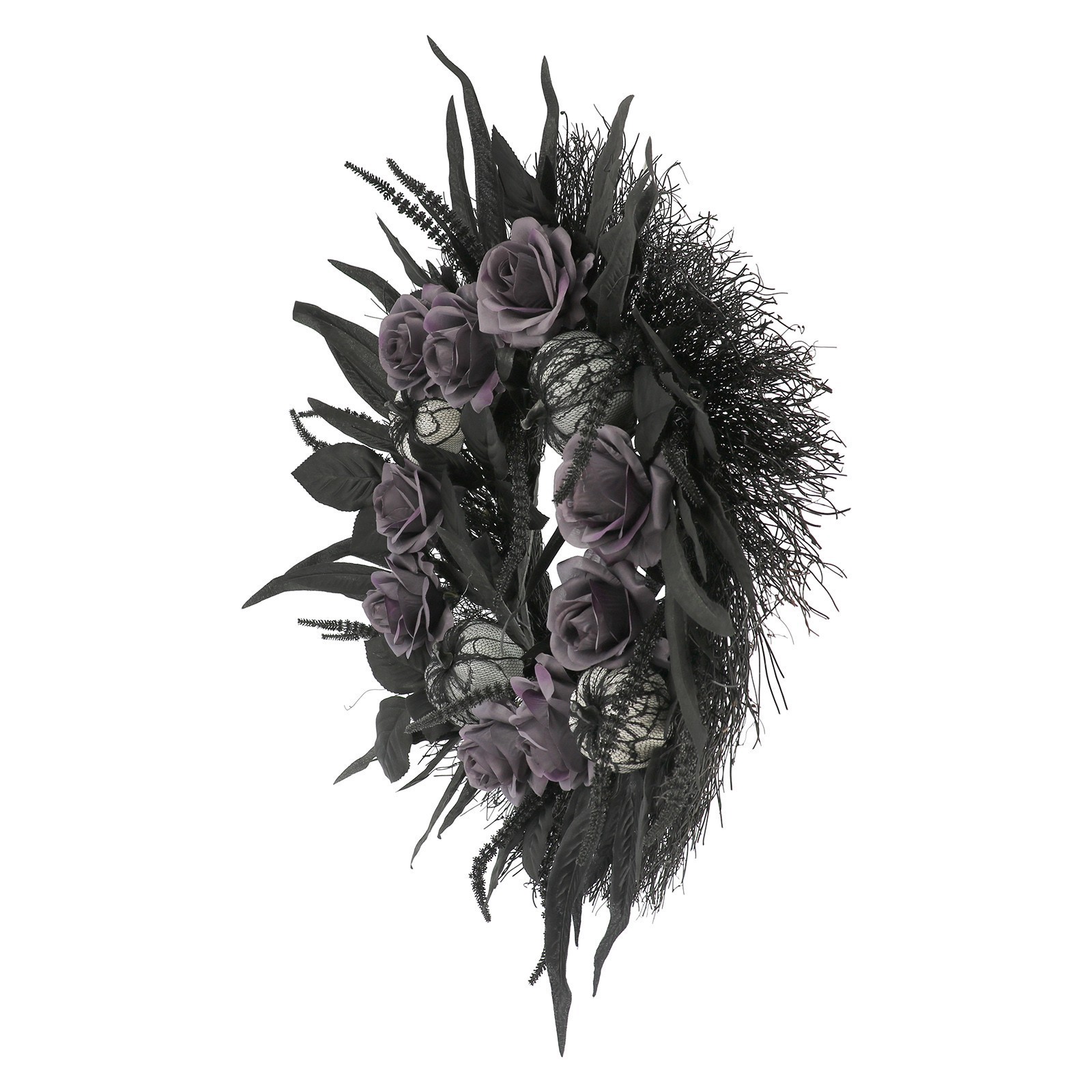 slide 2 of 3, 24" Black Pumpkin & Rose Wall Wreath By Ashland, 24 in