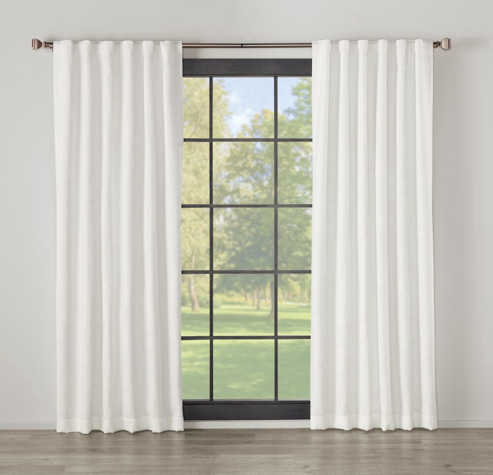 slide 1 of 1, Modavari Home Fashions Talia Back Tab Blackout Single Window Panel - White, 52 in x 84 in