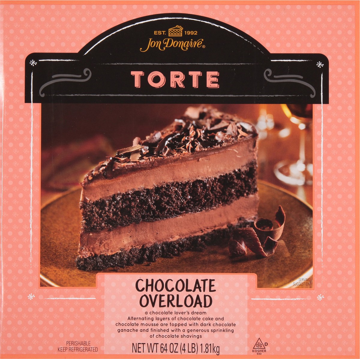 slide 10 of 13, Jon Donaire Chocolate Overload Torte 64 oz, 64 oz