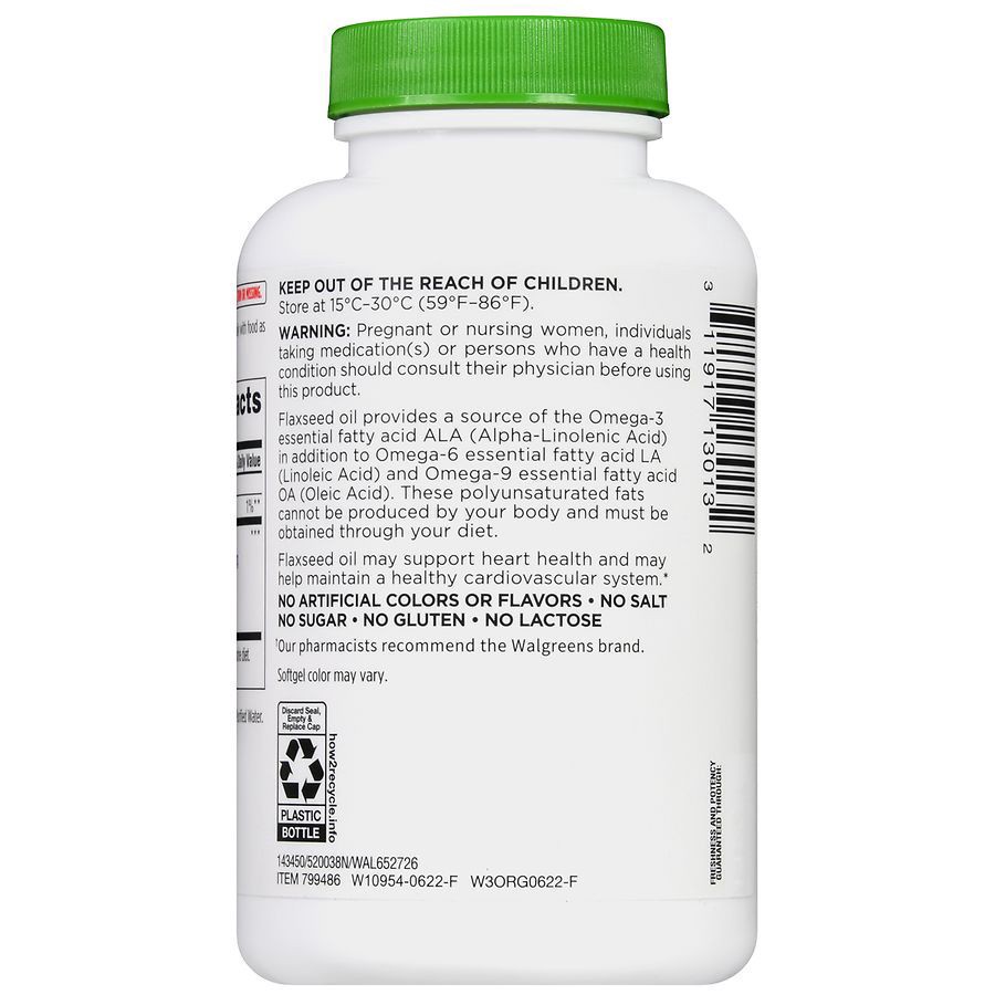 slide 4 of 5, Walgreens Broadline Flaxseed Oil 1200 mg, 100 ct