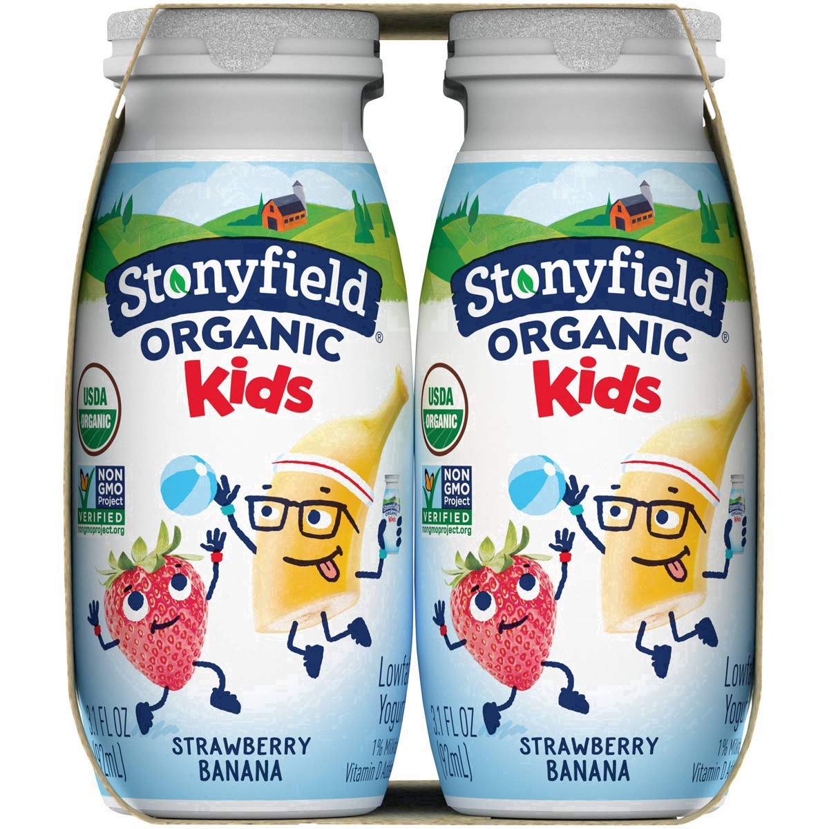 slide 6 of 90, Stonyfield Organic Kids Strawberry Banana Lowfat Yogurt Smoothies 6-3.1 fl. oz. Bottles, 6 ct; 3.1 oz