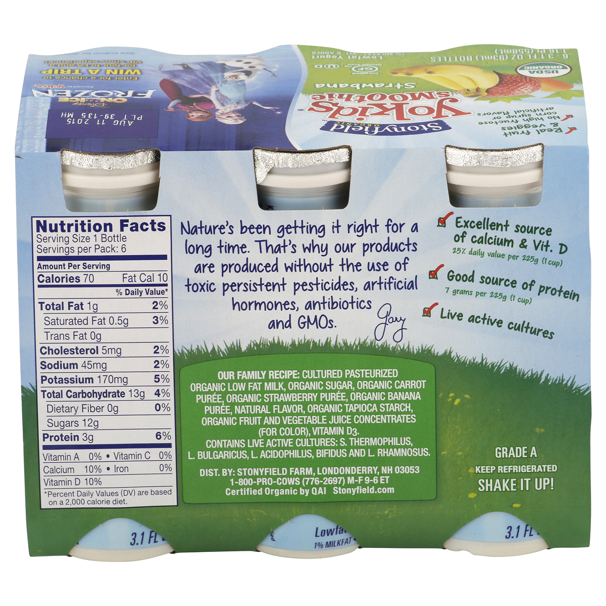 slide 43 of 90, Stonyfield Organic Kids Strawberry Banana Lowfat Yogurt Smoothies 6-3.1 fl. oz. Bottles, 6 ct; 3.1 oz